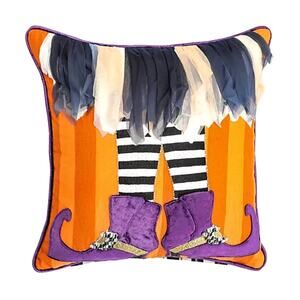 Mackenzie-Childs Halloween Witches Boots Pillow 18x18 Spooky Designer Decor New